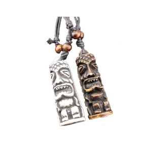 2PCS Hawaiian Protection Amulet Lucky Pendant Necklace Vintage Tiki Fish Hook Turtles Tortoise Shark Wolf Tooth Caved Satue Adjustable Rope Chain Necklaces for Men Women