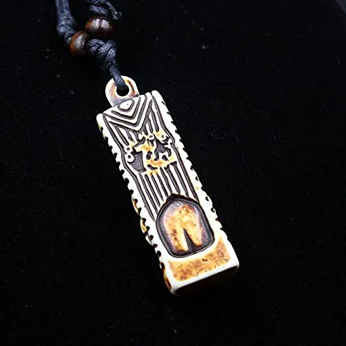 2PCS Hawaiian Protection Amulet Lucky Pendant Necklace Vintage Tiki Fish Hook Turtles Tortoise Shark Wolf Tooth Caved Satue Adjustable Rope Chain Necklaces for Men Women