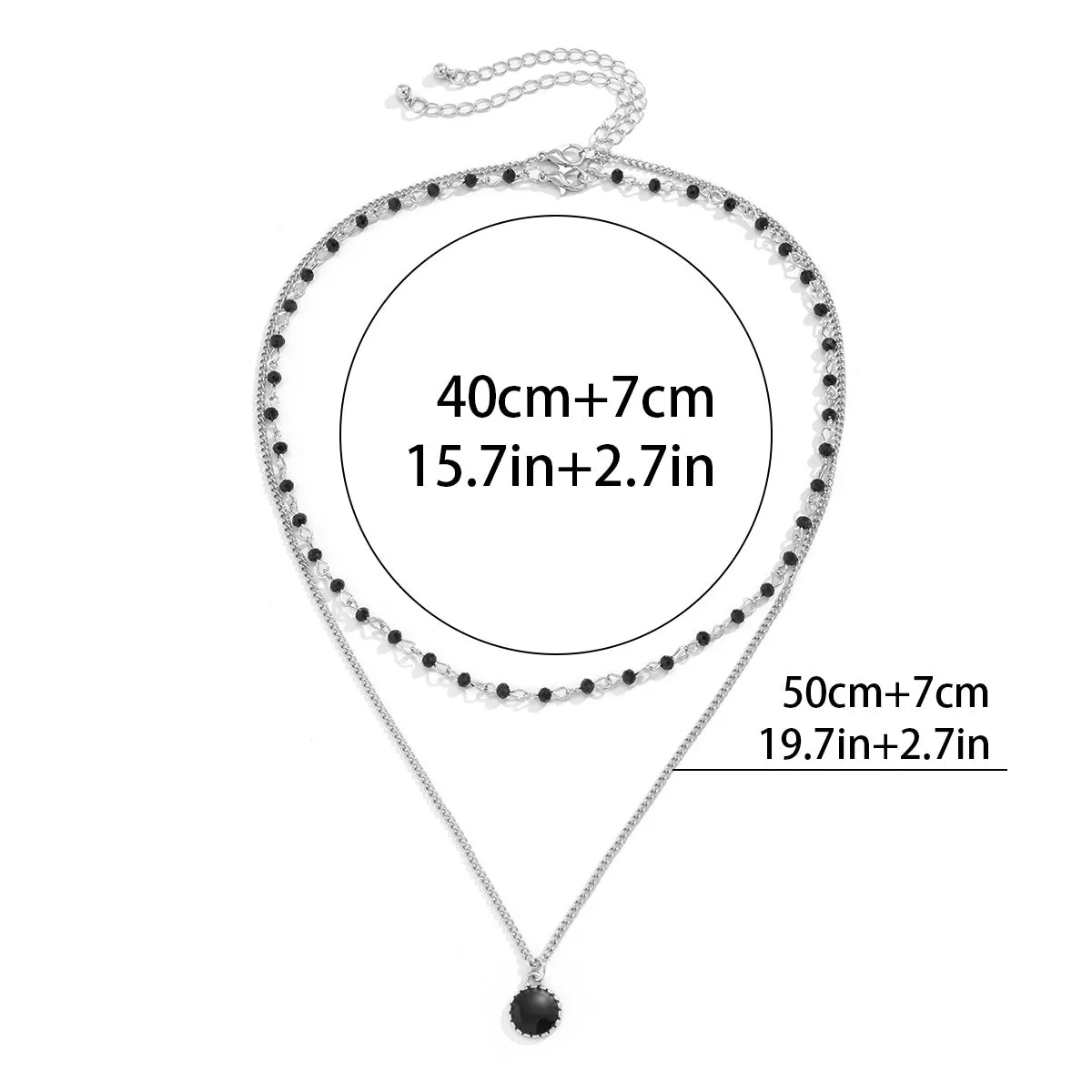2pcs Men's Geometric Pendant Beaded Necklace Set