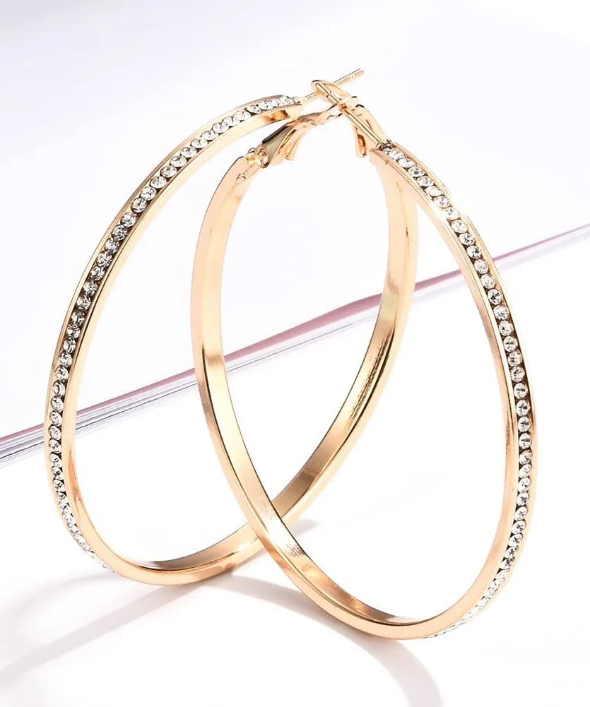 2" Pave Hoop Earring With ® Crystals in 18K Gold Plated