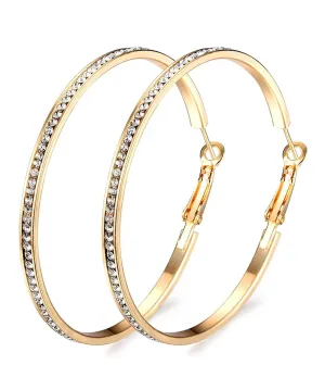2" Pave Hoop Earring With ® Crystals in 18K Gold Plated
