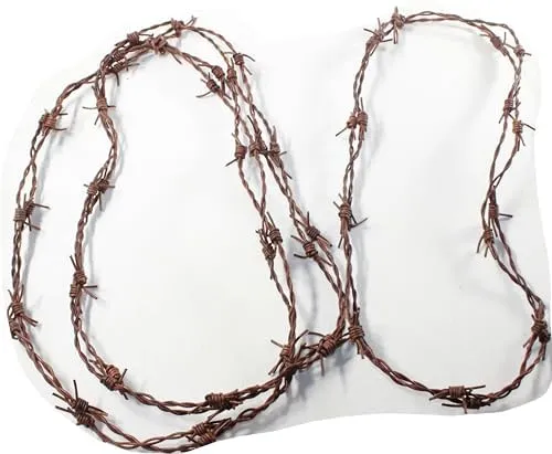 3 Leather Barbed Wire Necklaces Antique Brown Colored   #5652