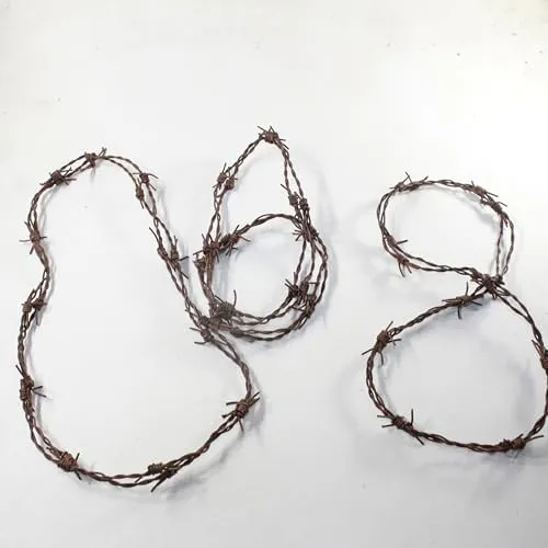 3 Leather Barbed Wire Necklaces Antique Brown Colored   #5652