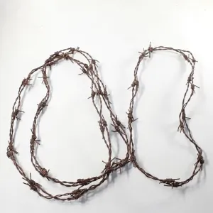 3 Leather Barbed Wire Necklaces Antique Brown Colored   #5652