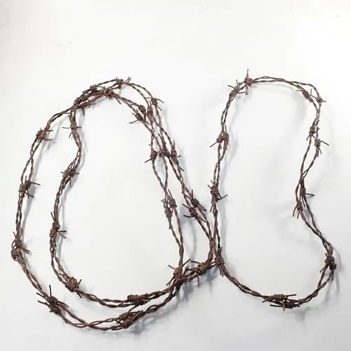 3 Leather Barbed Wire Necklaces Antique Brown Colored   #5652