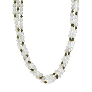 3-Strand Moonstone and Labradorite Bead Necklace with 18k Yellow Gold Spacers