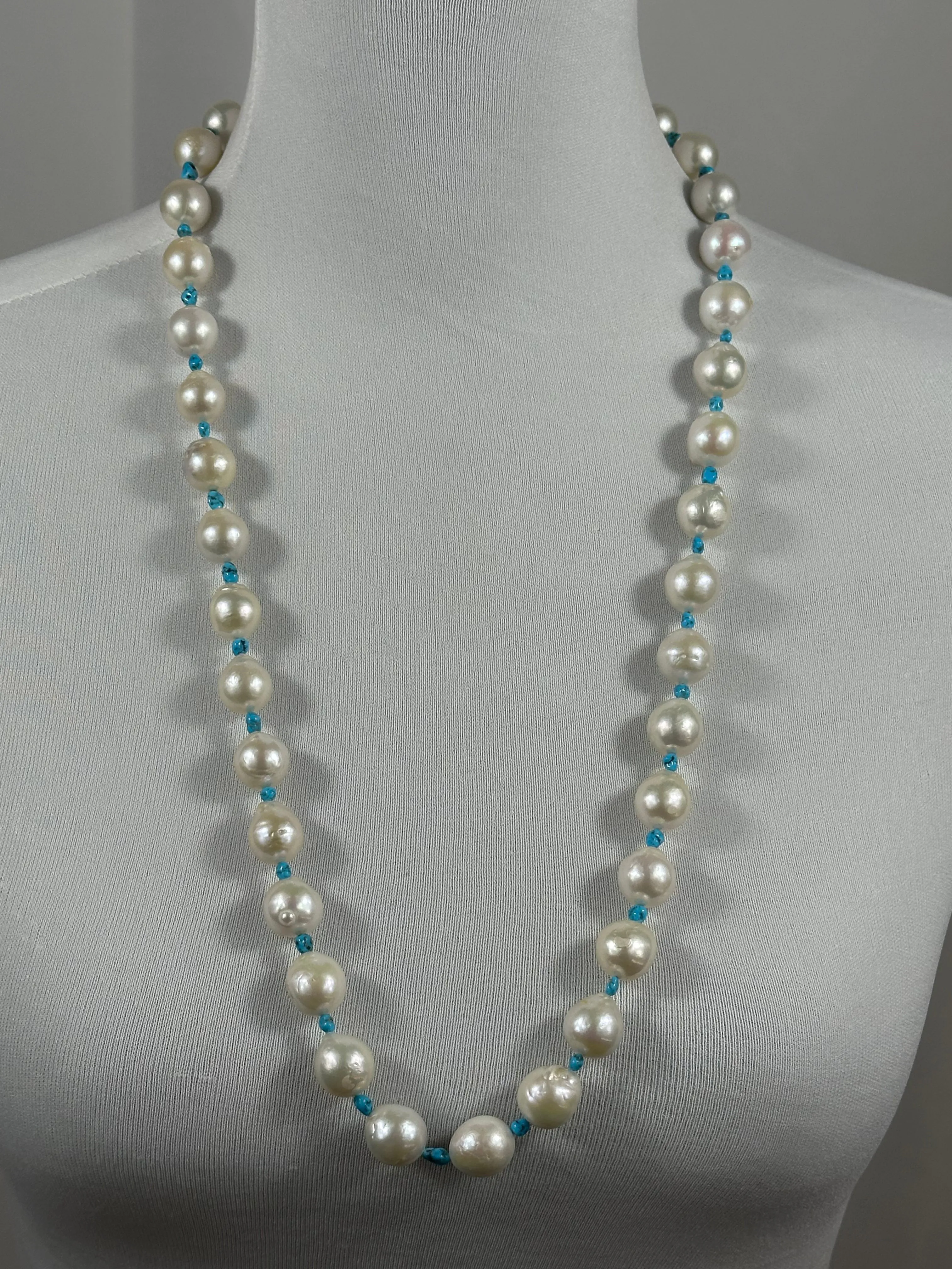 30" Kingman and Freshwater Pearl Necklace