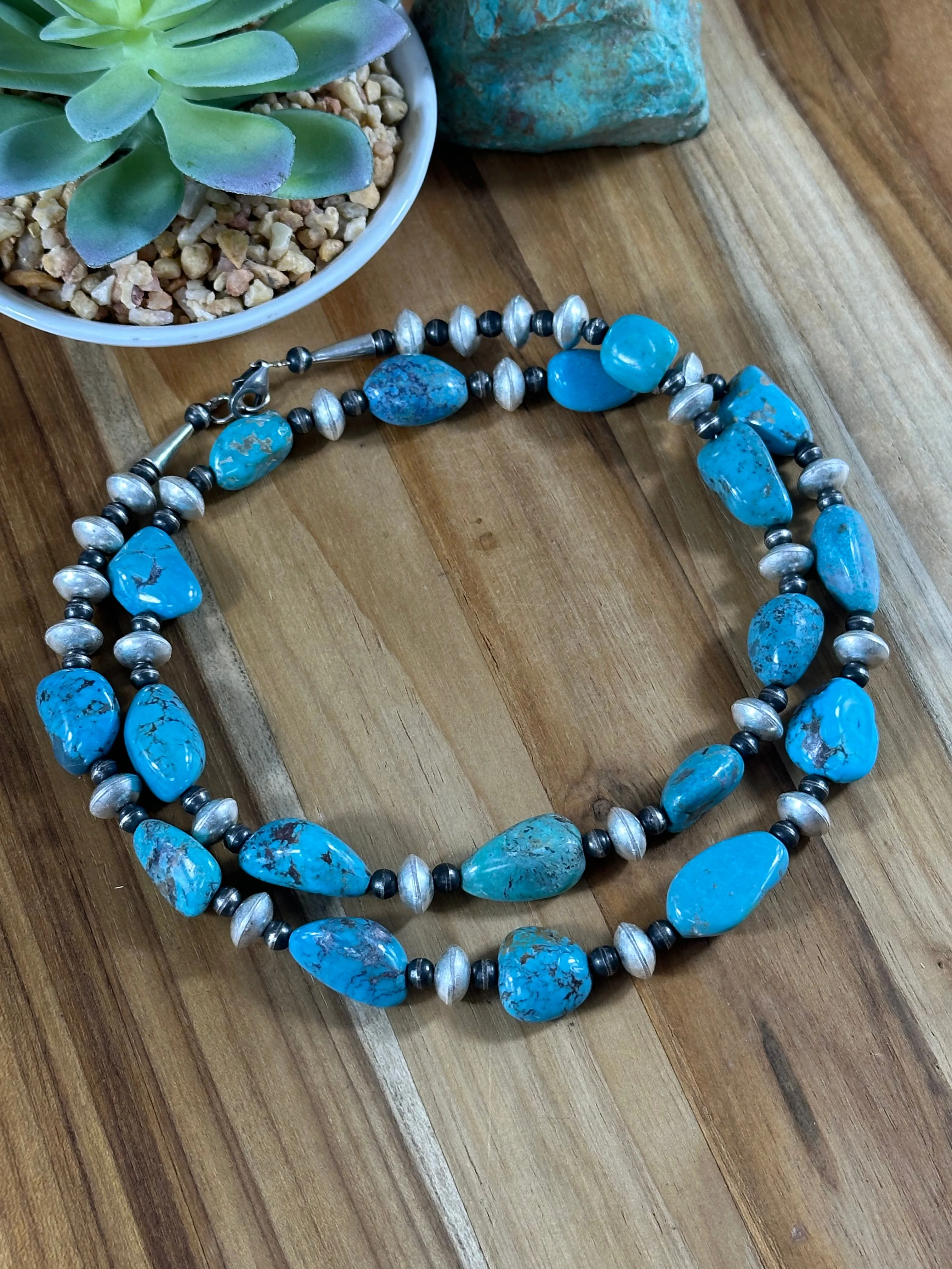 30" Kingman and Navajo Pearl Necklace