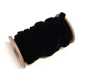 3/8" Stitched & Reinforced Black Velvet Fabric Cord