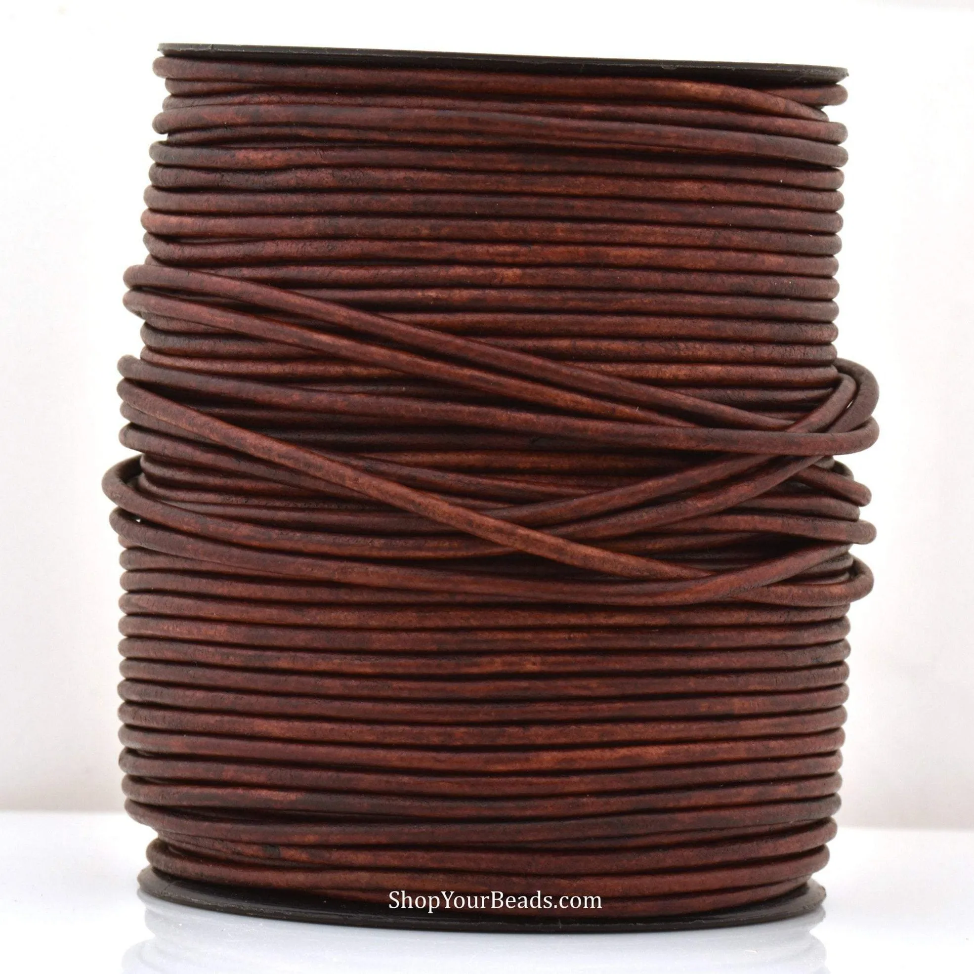 3mm Distressed Red Brown Leather Cord - Round - Matt Finish - Indian Leather - Wrap Bracelet Making Findings - Antique Color - Natural Dye