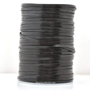 3mm Flat Black Leather Cord - Premium Quality - Indian Leather - Wrap Bracelet Making Findings - Lead Free - Necklace Making