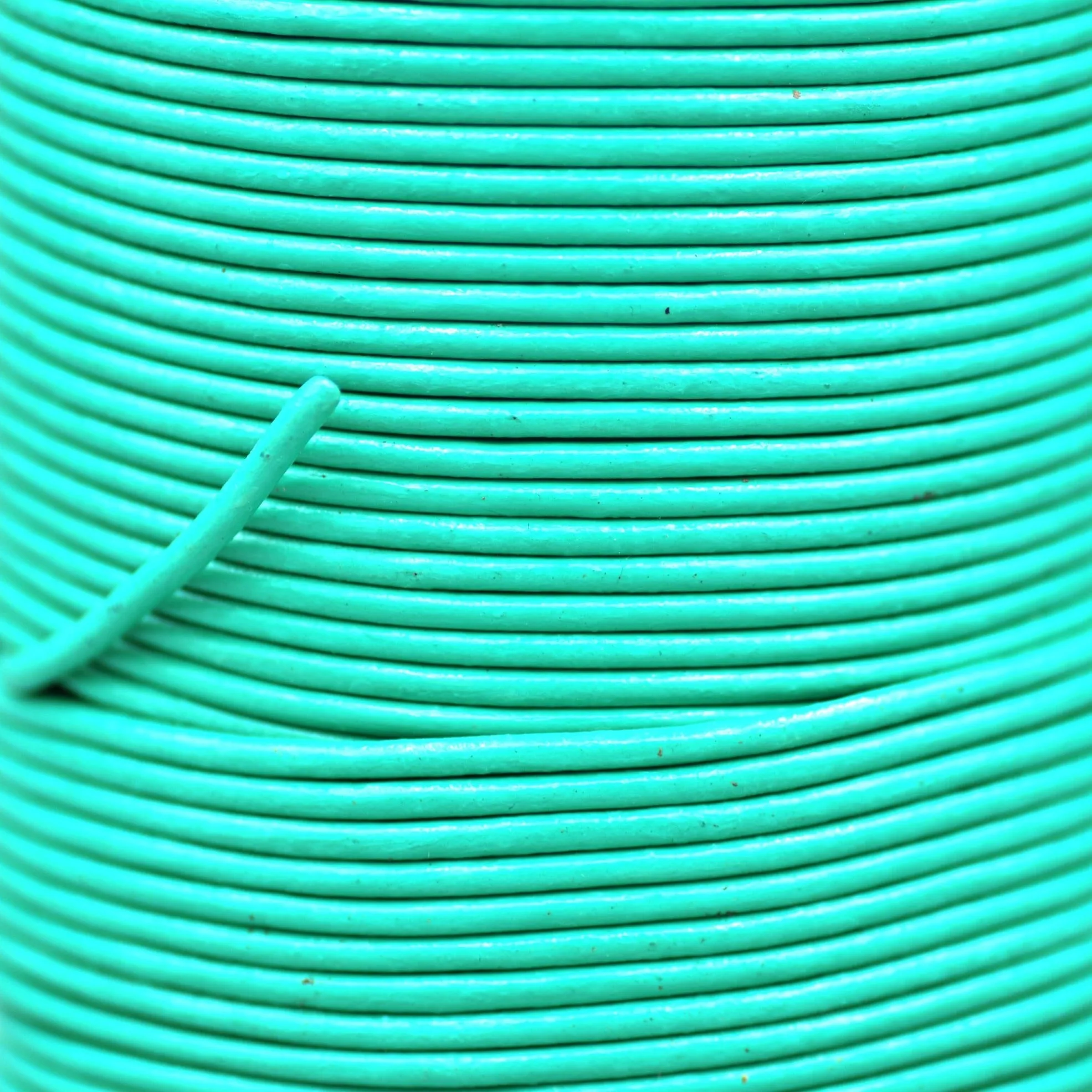 3mm Leather Cord - Cyan Blue - Round - Matt Finish - Indian Leather - Wrap Bracelet Making Findings - Antique Color Natural Dye