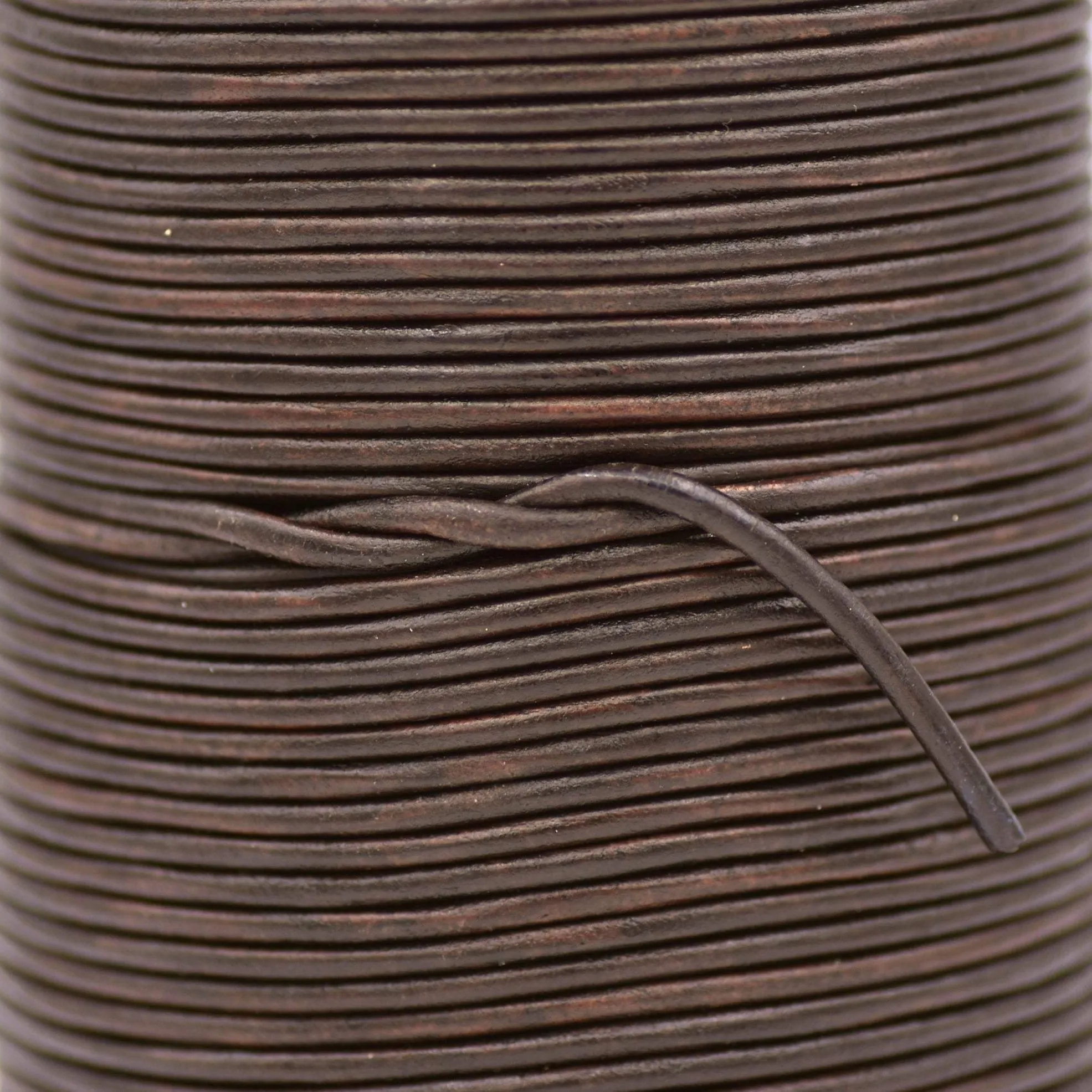 3mm Leather Cord - Dark Distress Brown - Round - Matt Finish - Indian Leather - Wrap Bracelet Making Findings - Antique Color Natural Dye