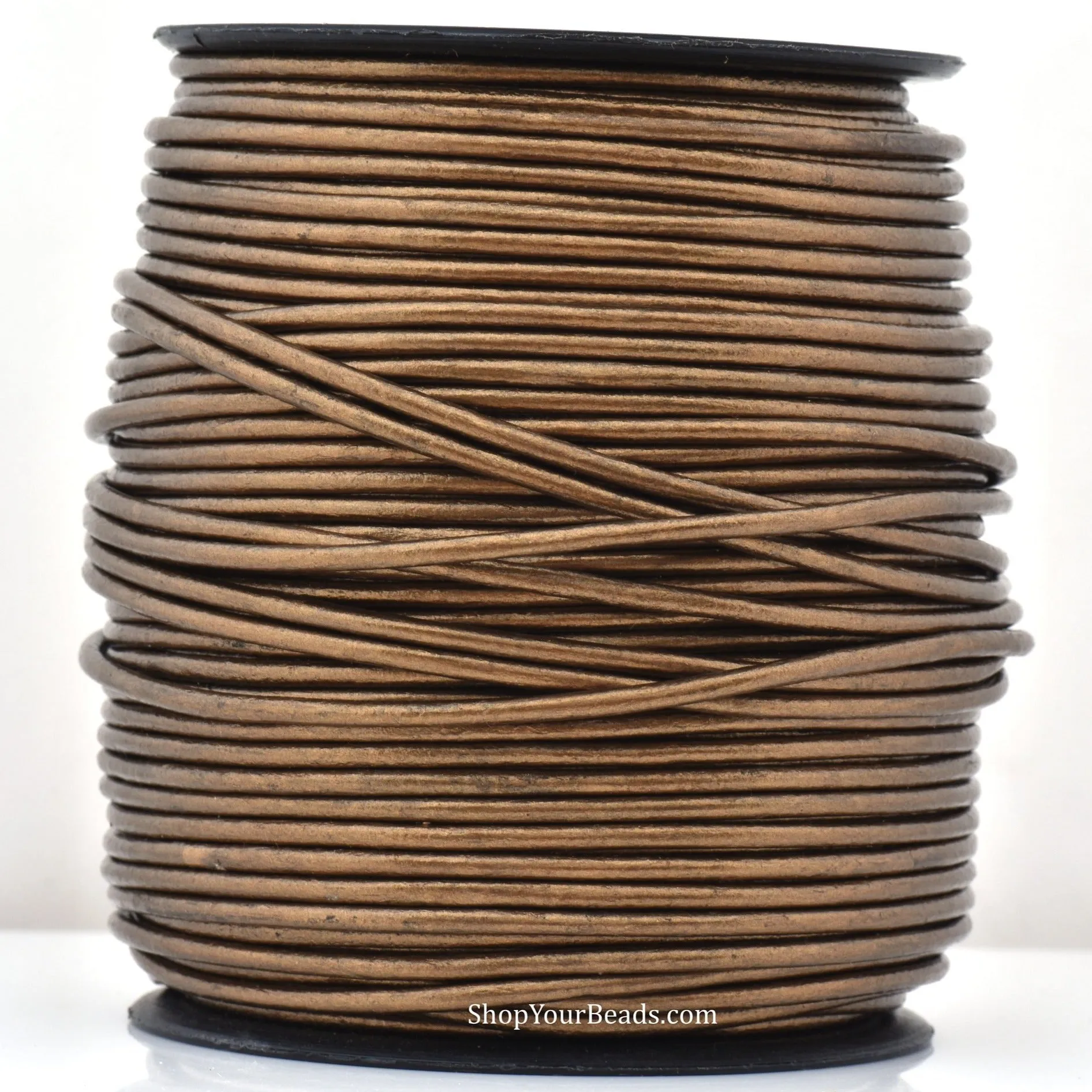 3mm Metallic Bronze Leather Cord - Round - Premium Quality - Indian Leather - Wrap Bracelet Making Findings - Lead Free - Necklace Making