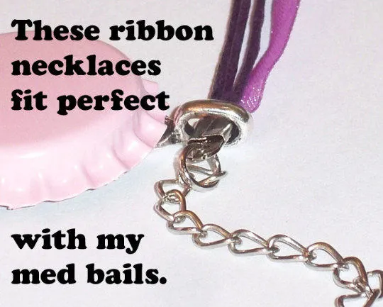 5 For 1.99 Purple Ribbon 17in. Organza Ribbon and Cord Necklace, Bottlecap Supply, Pendant Necklace, Jewelry Supply, Bottlecap Necklace