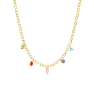 5 Stone Curb Chain Gemfetti Necklace