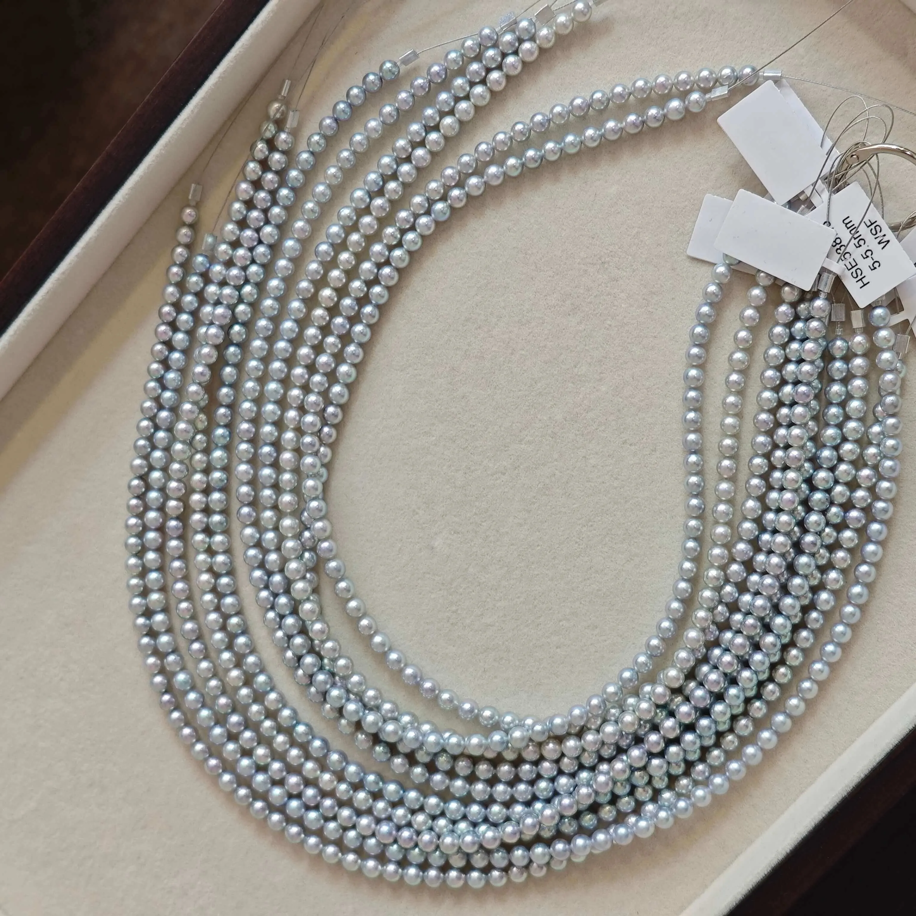 5.0-5.5 mm Japanese Silver-Blue Baby Akoya Cultured Pearl Necklace