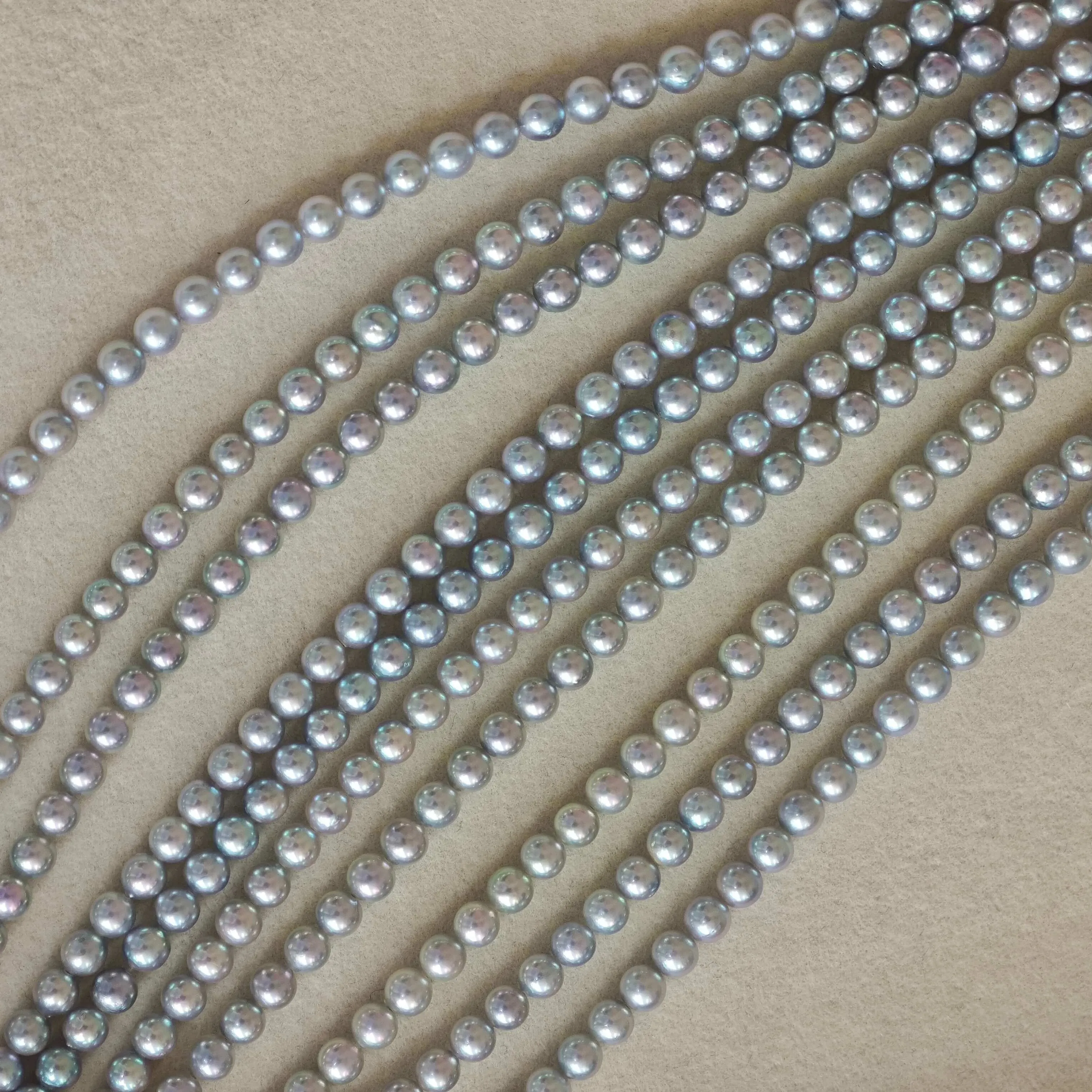 5.0-5.5 mm Japanese Silver-Blue Baby Akoya Cultured Pearl Necklace