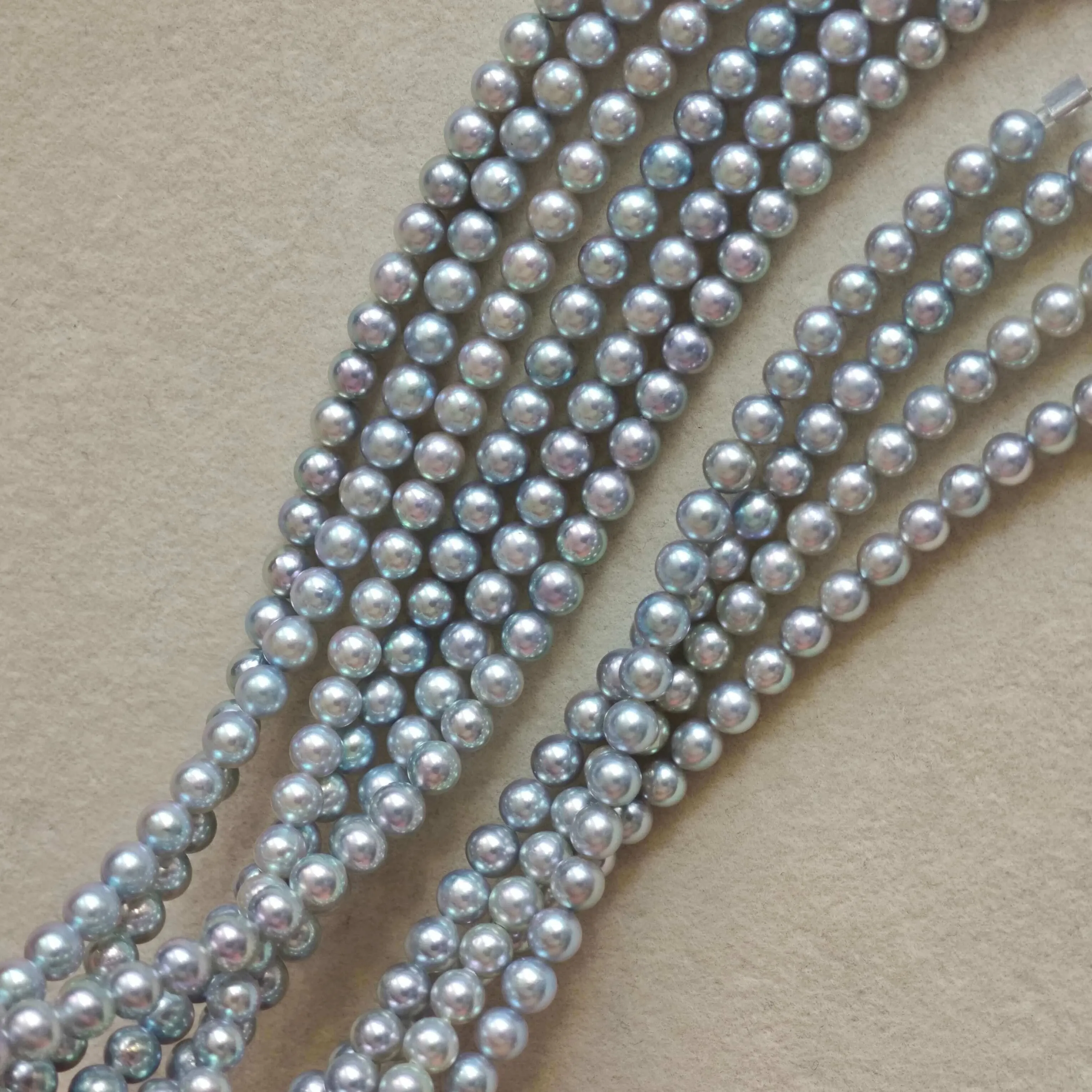 5.0-5.5 mm Japanese Silver-Blue Baby Akoya Cultured Pearl Necklace