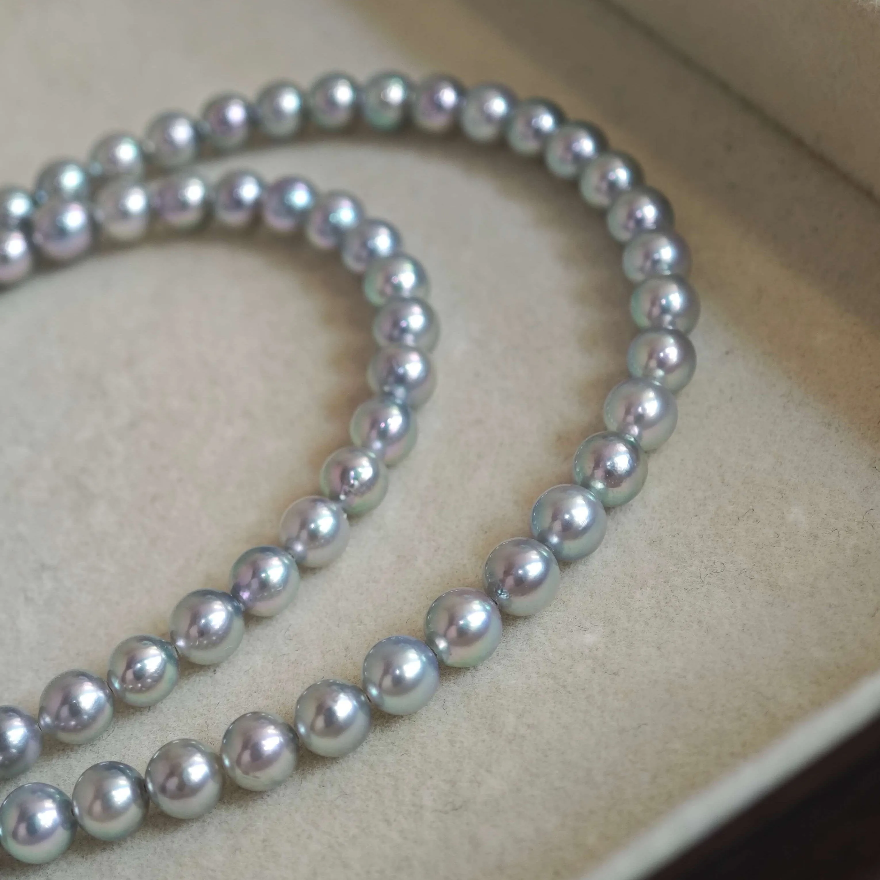 5.0-5.5 mm Japanese Silver-Blue Baby Akoya Cultured Pearl Necklace