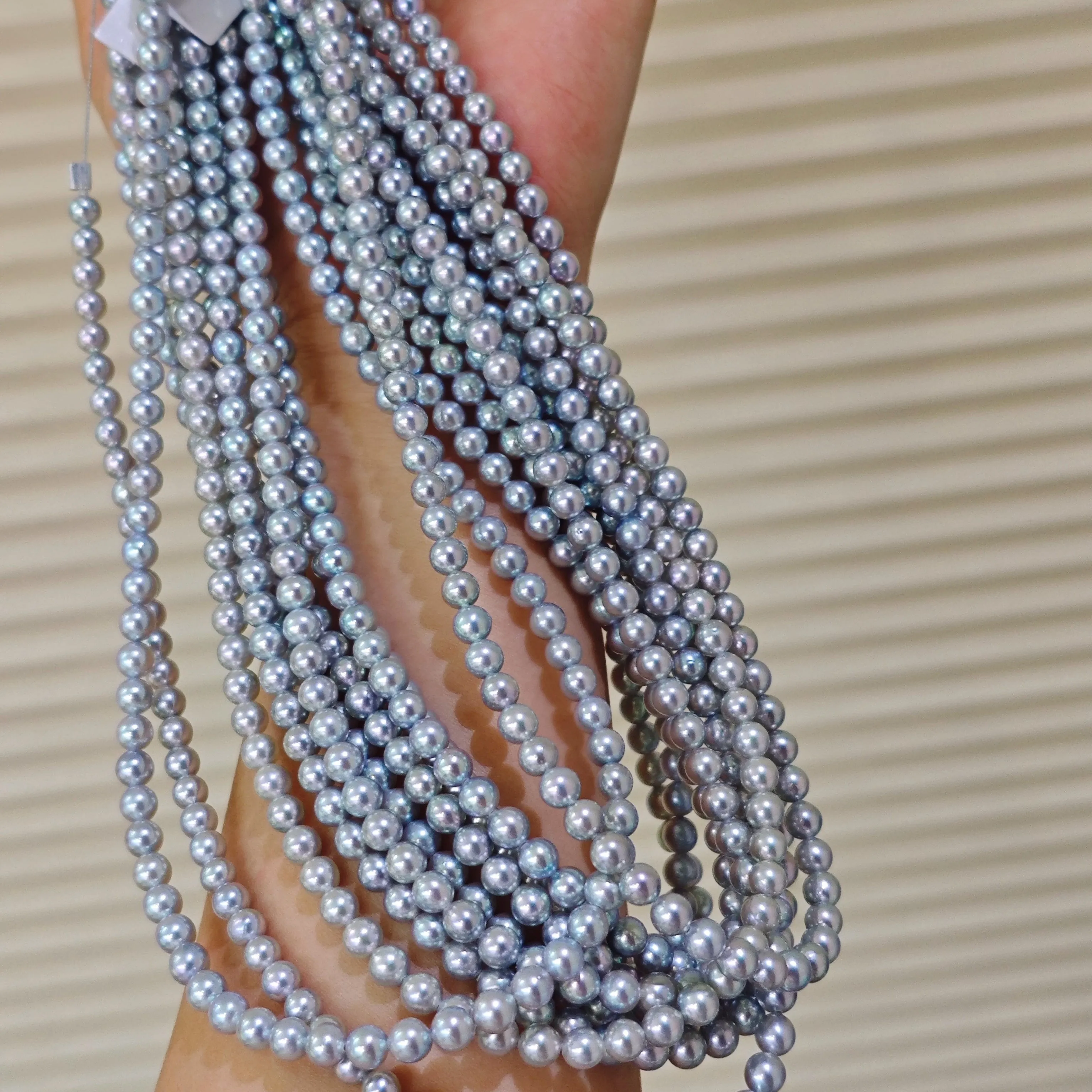 5.0-5.5 mm Japanese Silver-Blue Baby Akoya Cultured Pearl Necklace