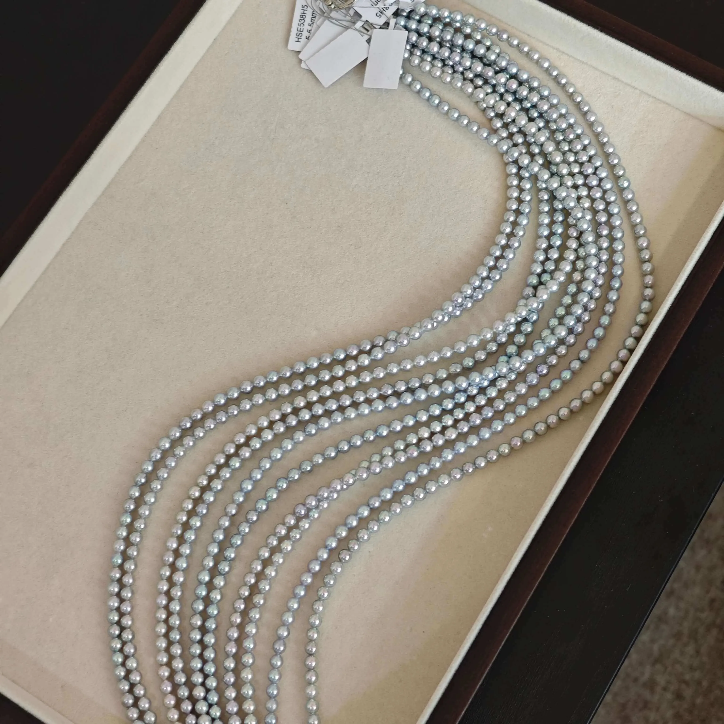 5.0-5.5 mm Japanese Silver-Blue Baby Akoya Cultured Pearl Necklace