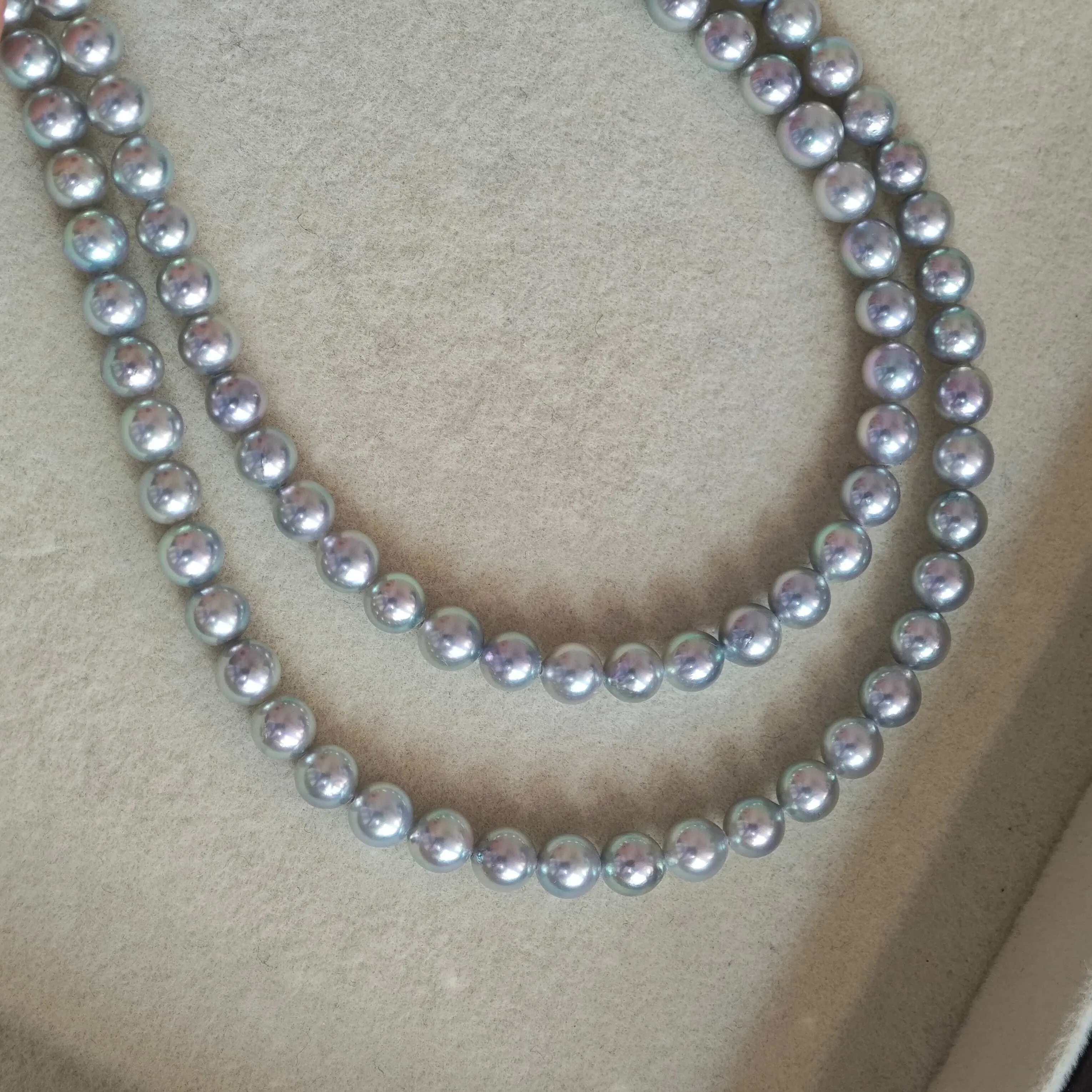 5.0-5.5 mm Japanese Silver-Blue Baby Akoya Cultured Pearl Necklace