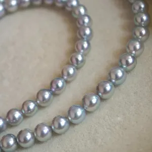 5.0-5.5 mm Japanese Silver-Blue Baby Akoya Cultured Pearl Necklace
