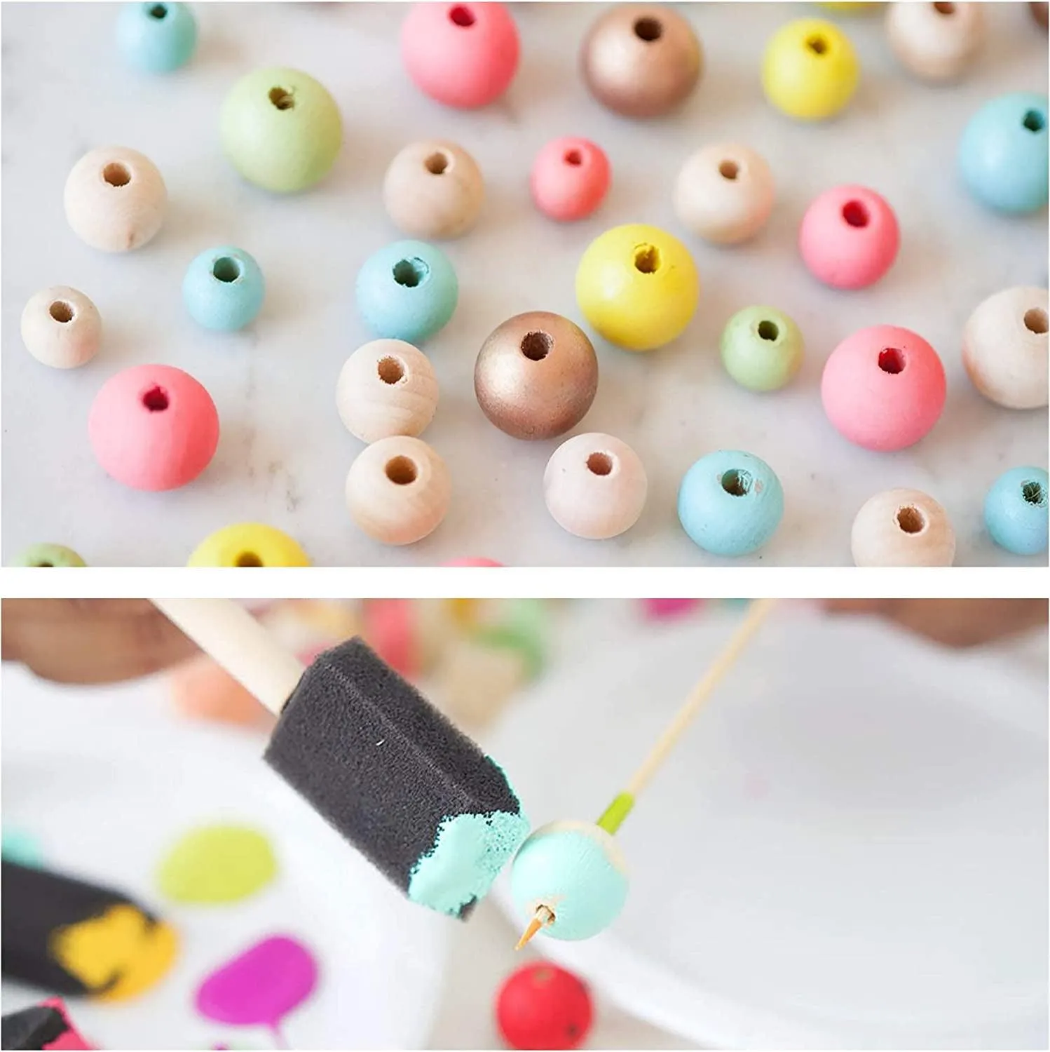 500Pcs Wooden Beads 6 Sizes Unfinished Natural Wood Crafts round Predrilled Balls Jewelry 8Mm 10Mm 12Mm 14Mm 16Mm 18Mm