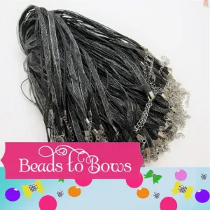 5Ct. Zebra 17 in.Organza Ribbon and Cord Necklaces, Bottlecap Supply, Pendant Necklace, Jewelry Supply, Bottlecap Necklace