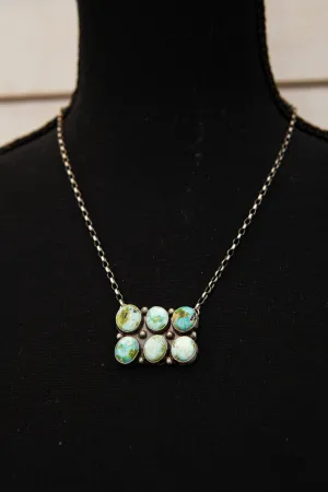 6 Stone Rectangle Turq Necklace