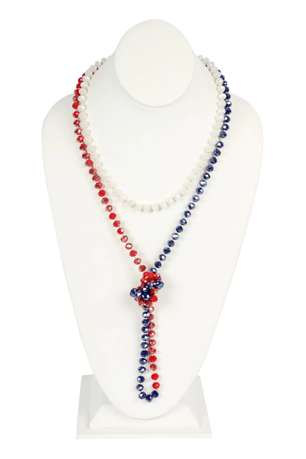 60" LONG KNOTTED GLASS BEADS NECKLACE