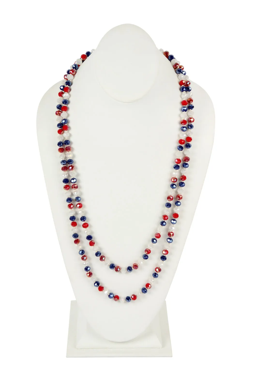 60" LONG KNOTTED GLASS BEADS NECKLACE