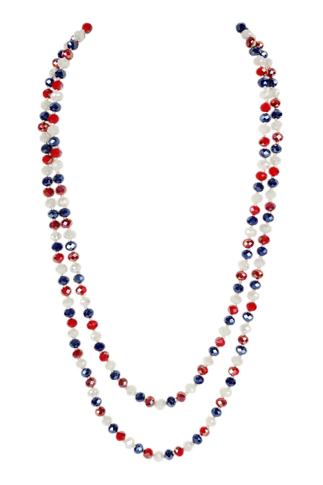 60" LONG KNOTTED GLASS BEADS NECKLACE