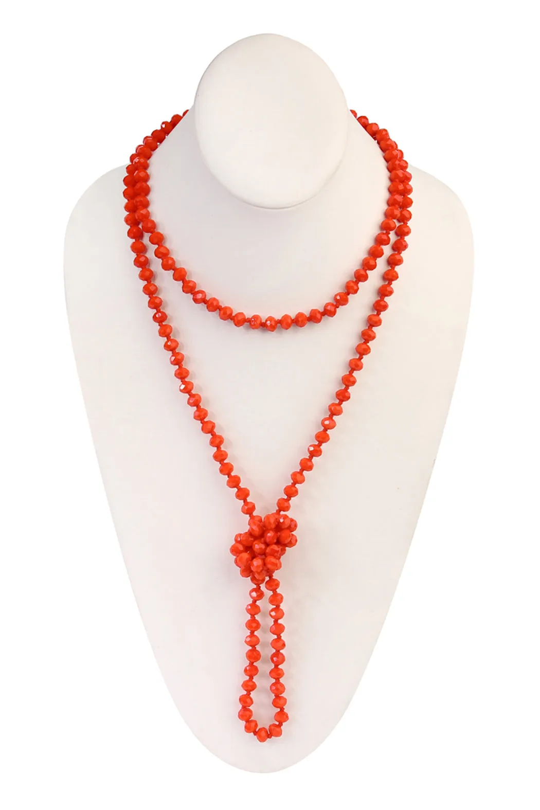 60" LONG KNOTTED GLASS BEADS NECKLACE