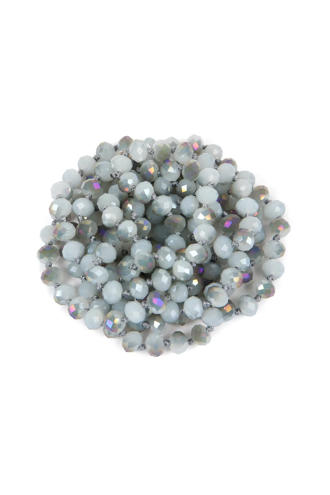 60" LONG KNOTTED GLASS BEADS NECKLACE