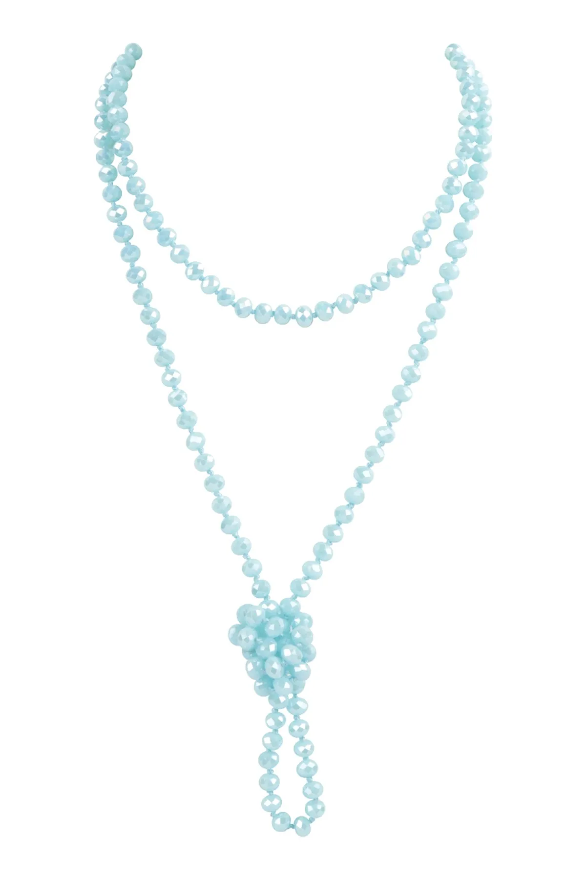 60" LONG KNOTTED GLASS BEADS NECKLACE