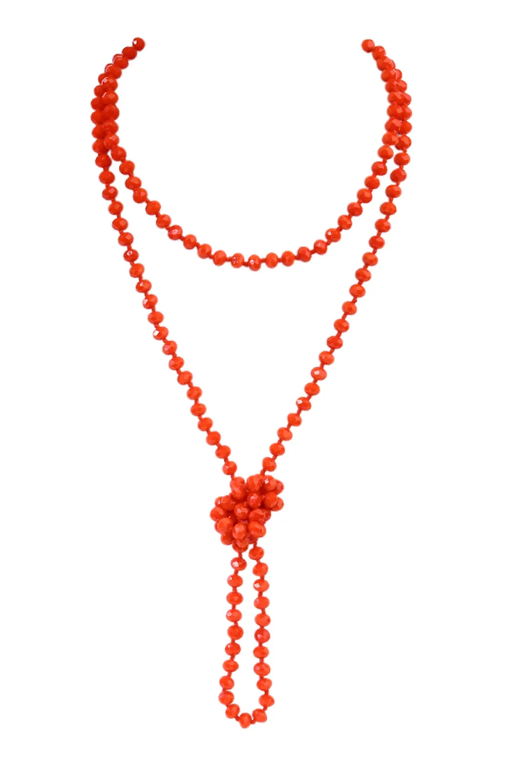 60" LONG KNOTTED GLASS BEADS NECKLACE