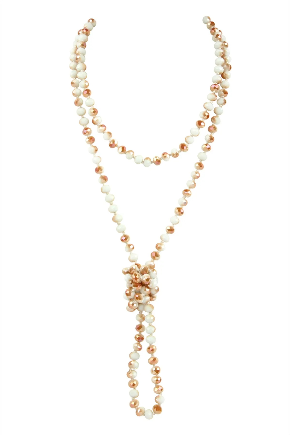 60" LONG KNOTTED GLASS BEADS NECKLACE