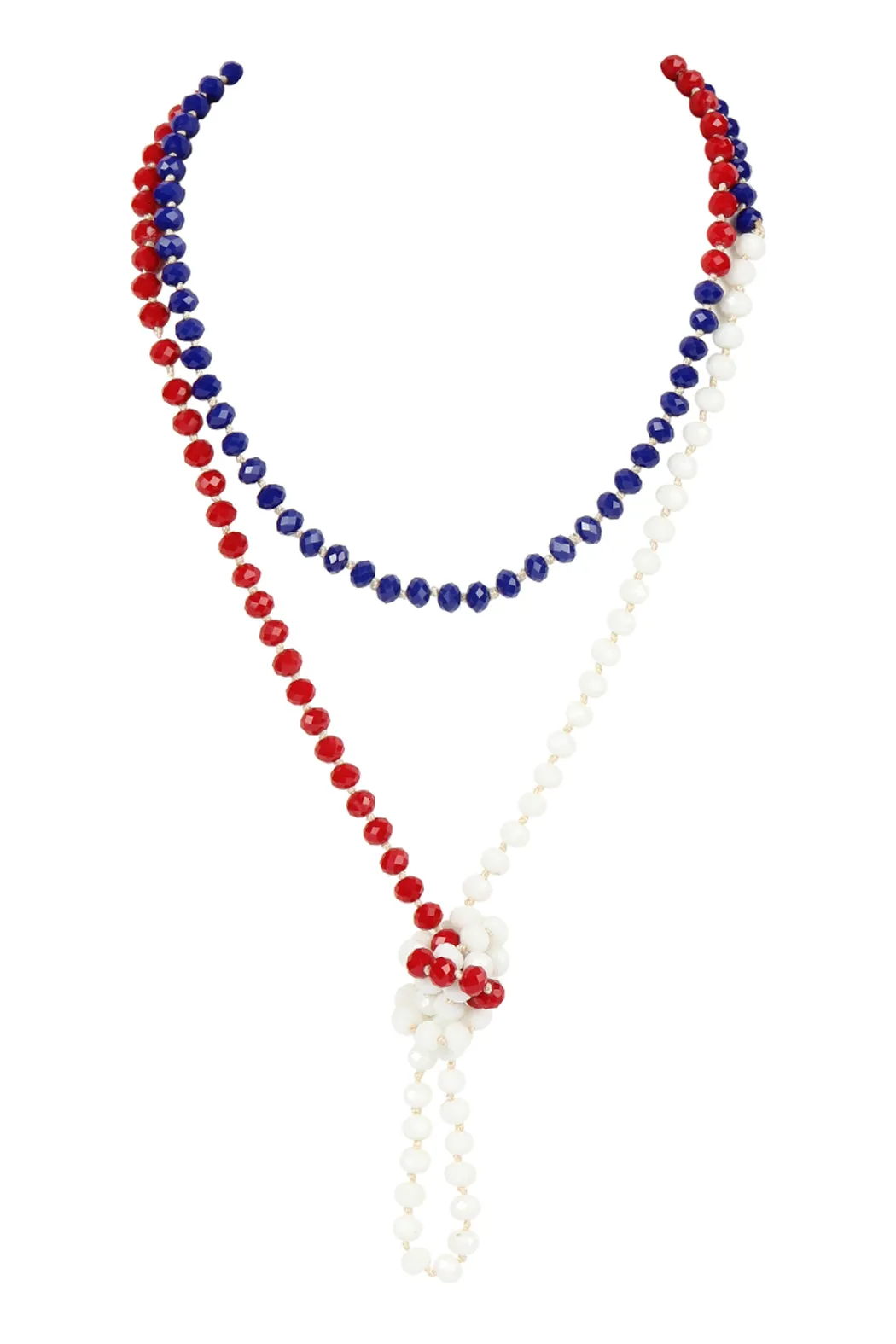 60" LONG KNOTTED GLASS BEADS NECKLACE