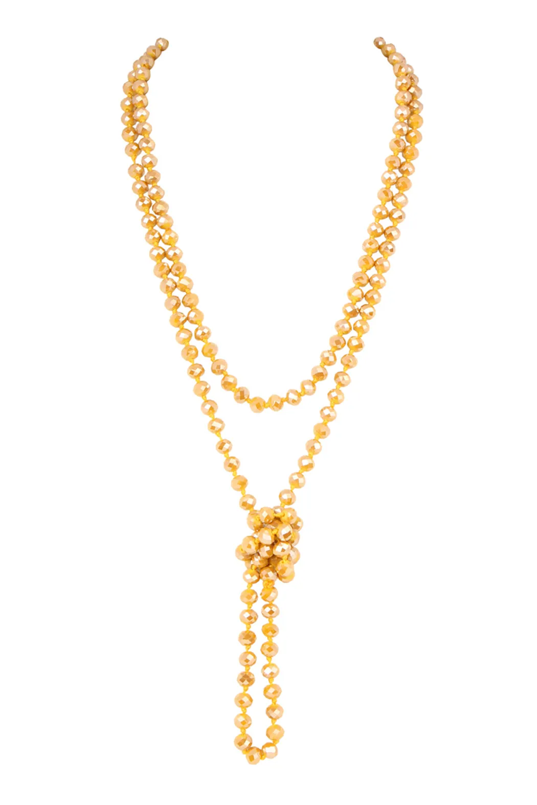 60" LONG KNOTTED GLASS BEADS NECKLACE