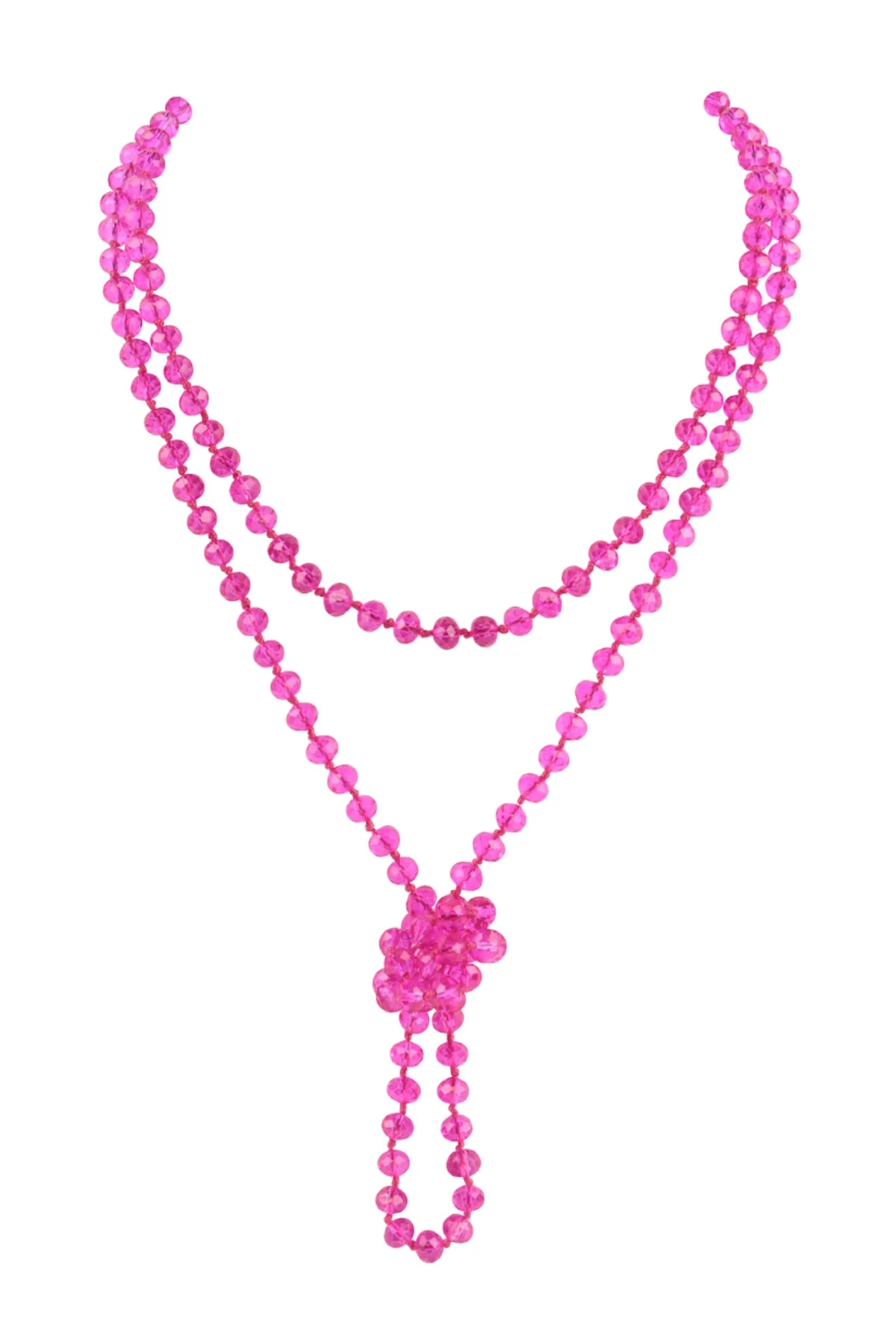 60" LONG KNOTTED GLASS BEADS NECKLACE