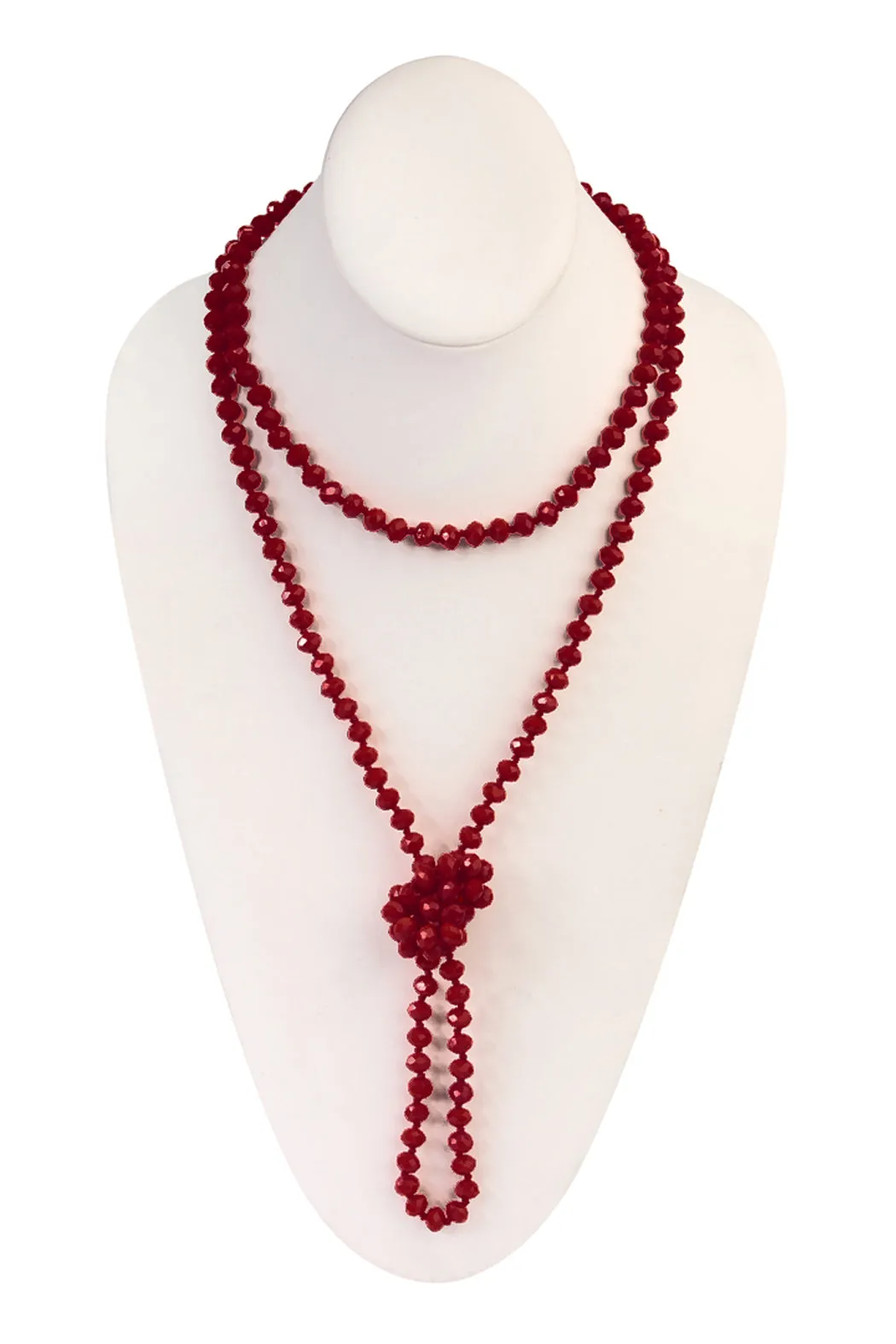 60" LONG KNOTTED GLASS BEADS NECKLACE