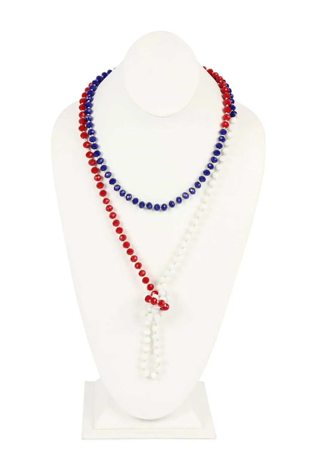 60" LONG KNOTTED GLASS BEADS NECKLACE