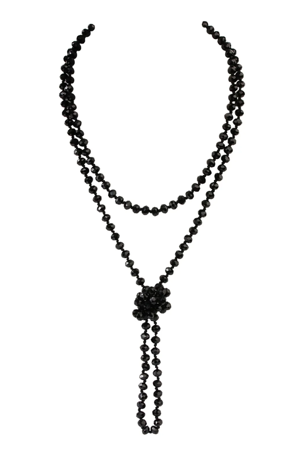 60" LONG KNOTTED GLASS BEADS NECKLACE