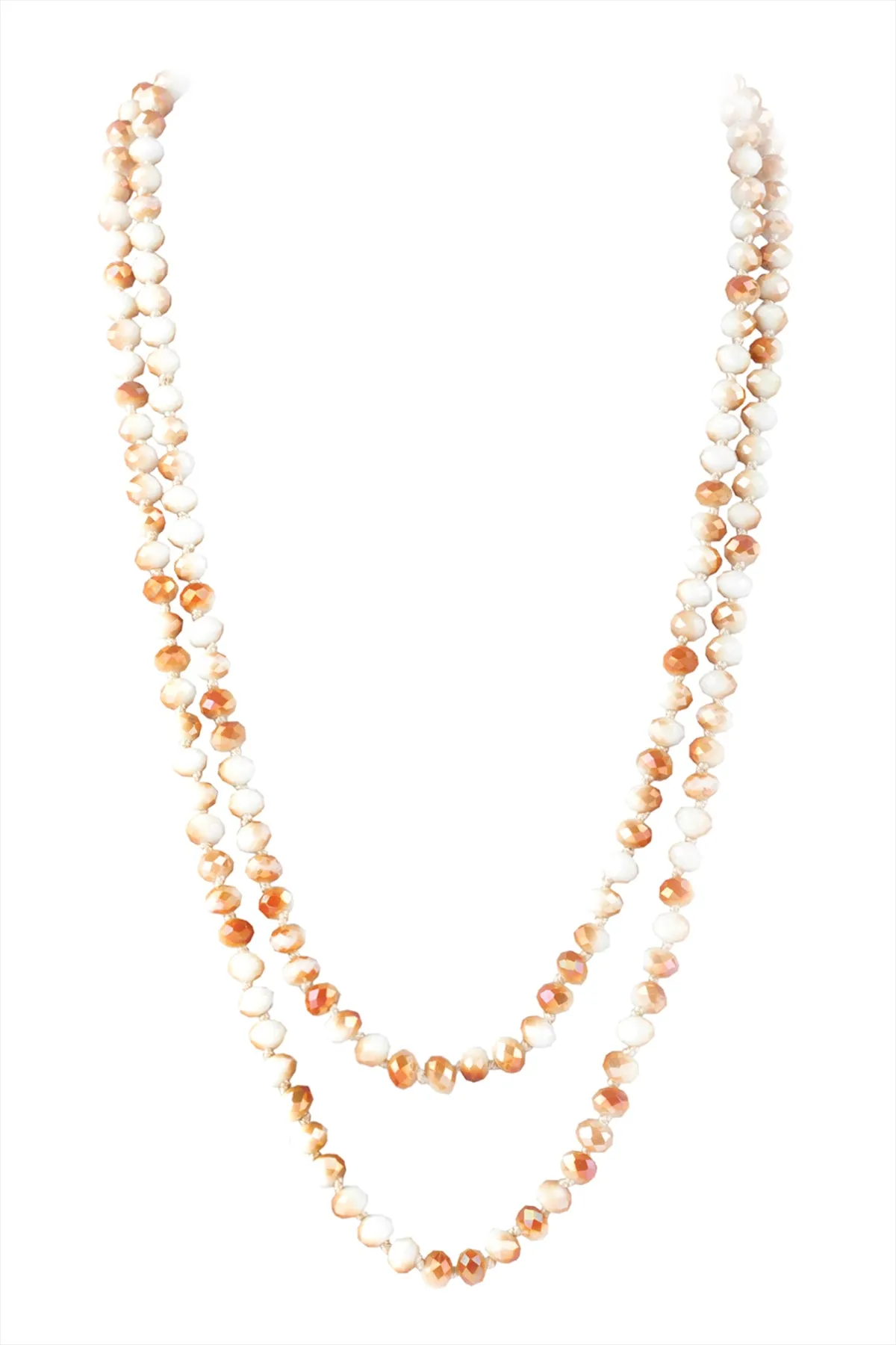 60" LONG KNOTTED GLASS BEADS NECKLACE