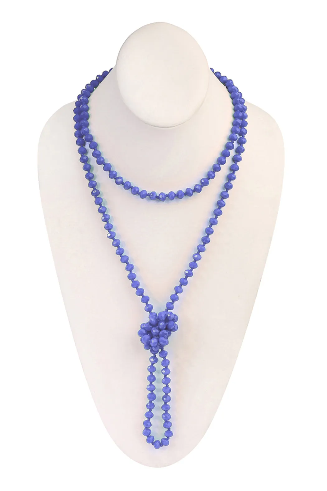 60" LONG KNOTTED GLASS BEADS NECKLACE