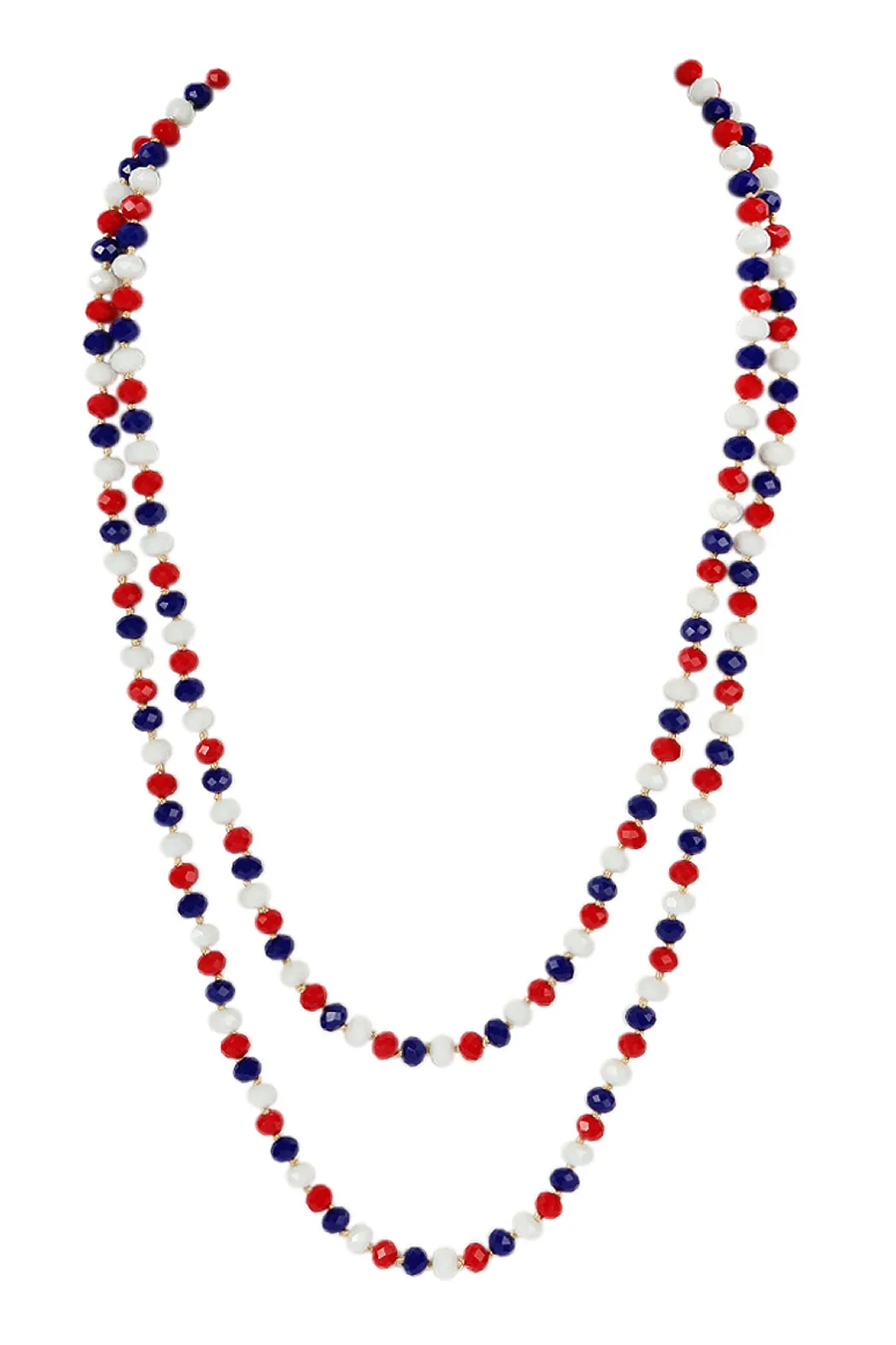 60" LONG KNOTTED GLASS BEADS NECKLACE