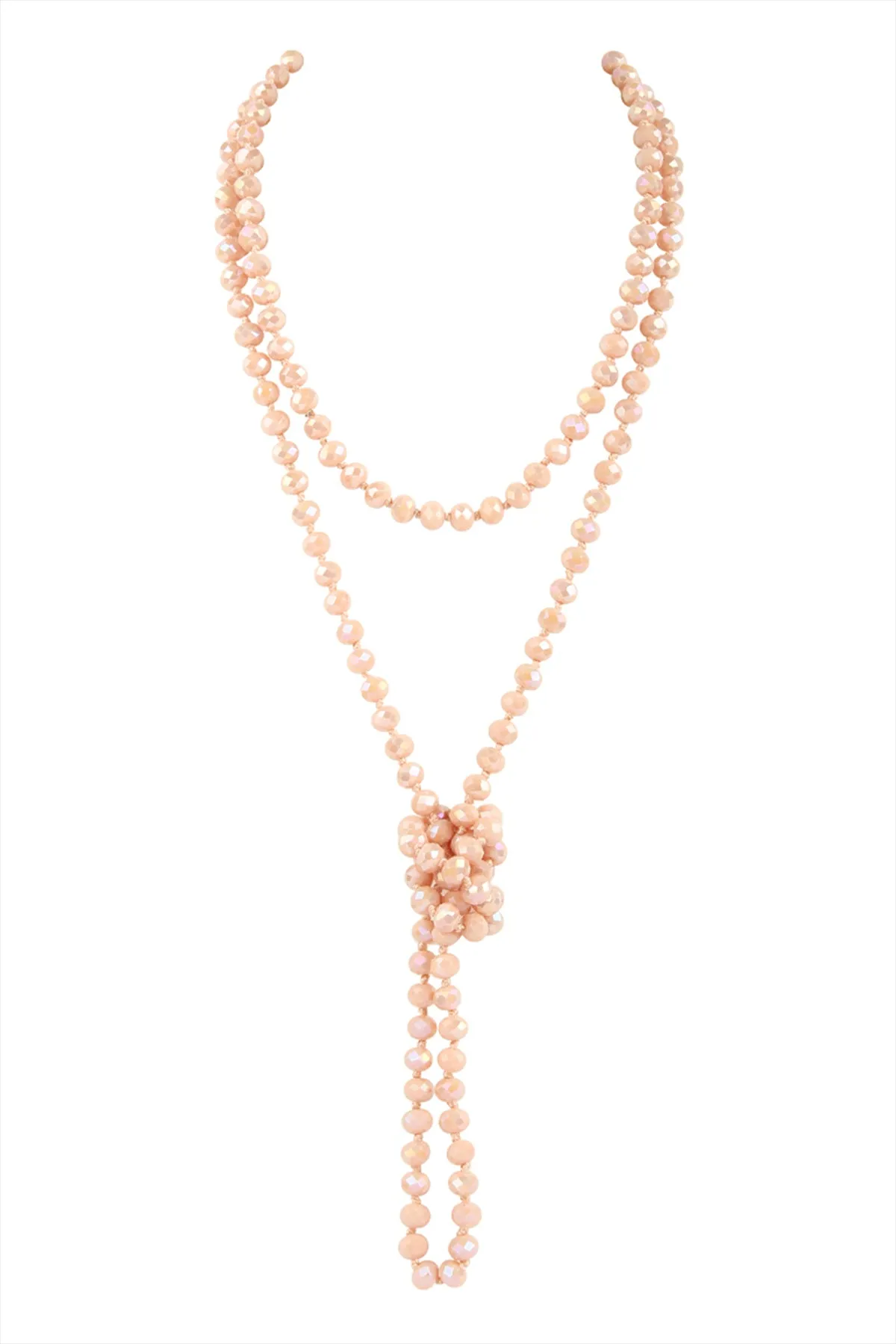60" LONG KNOTTED GLASS BEADS NECKLACE