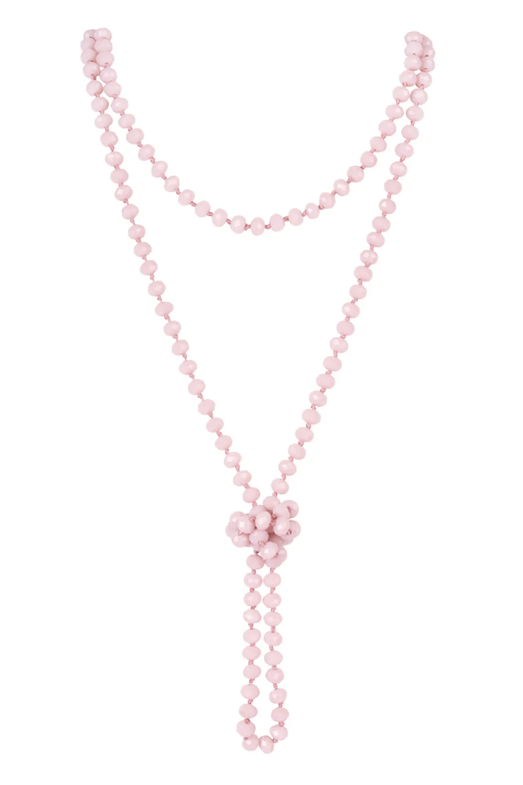 60" LONG KNOTTED GLASS BEADS NECKLACE